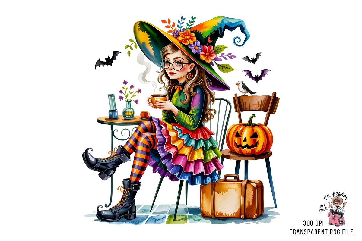 Halloween Witch PNG Clipart Bundle, a Graphic by Clipart Studio (Photo 2 of 11)
