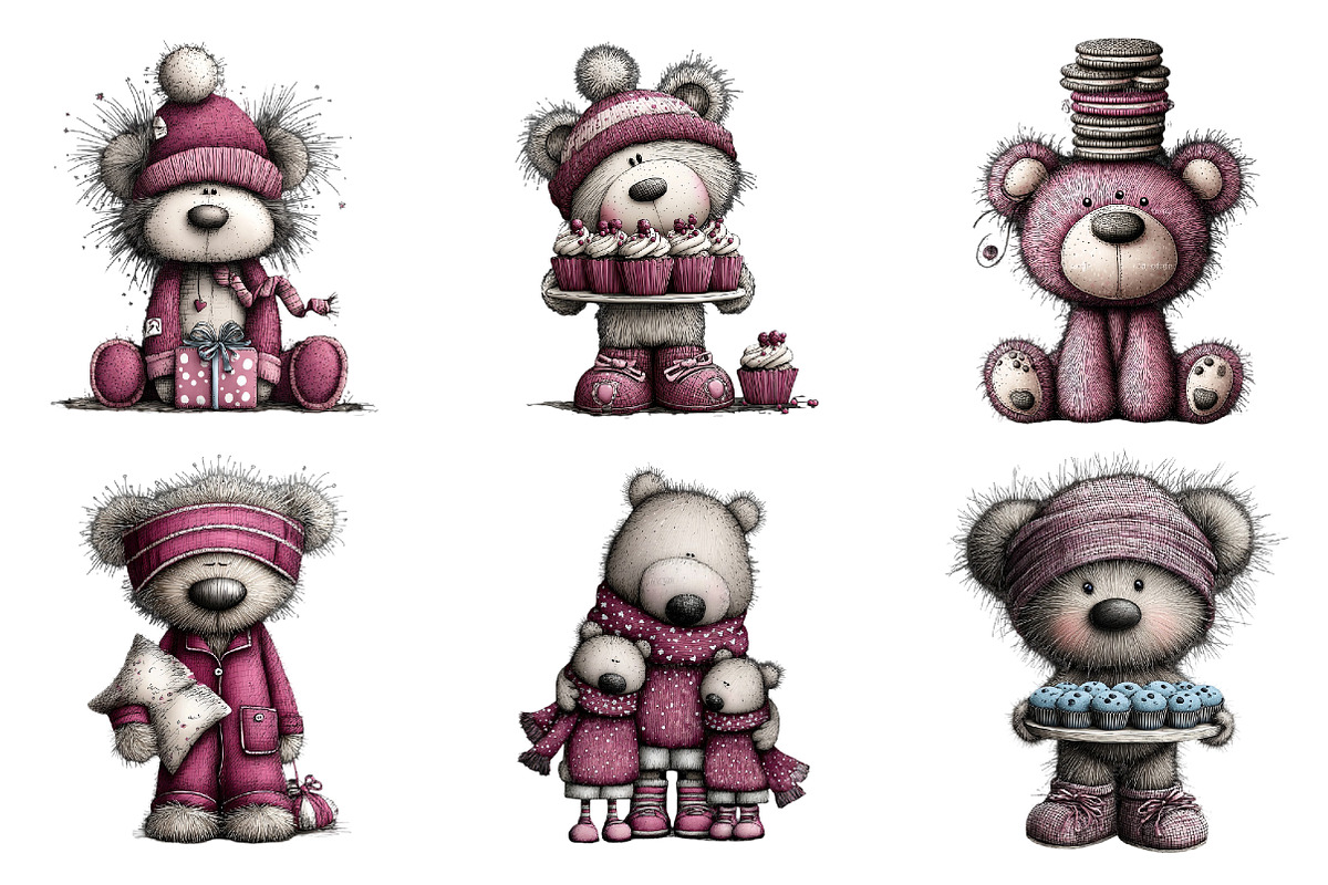 Christmas Teddy Bear Clipart, an Illustration by DreamArtGraphic (Photo 3 of 4)