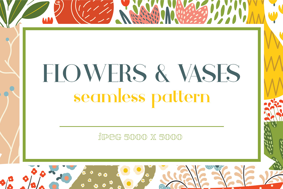 Flowers&Vases seamless pattern, a Pattern Graphic by Daria Miazhevich (Photo 1 of 5)