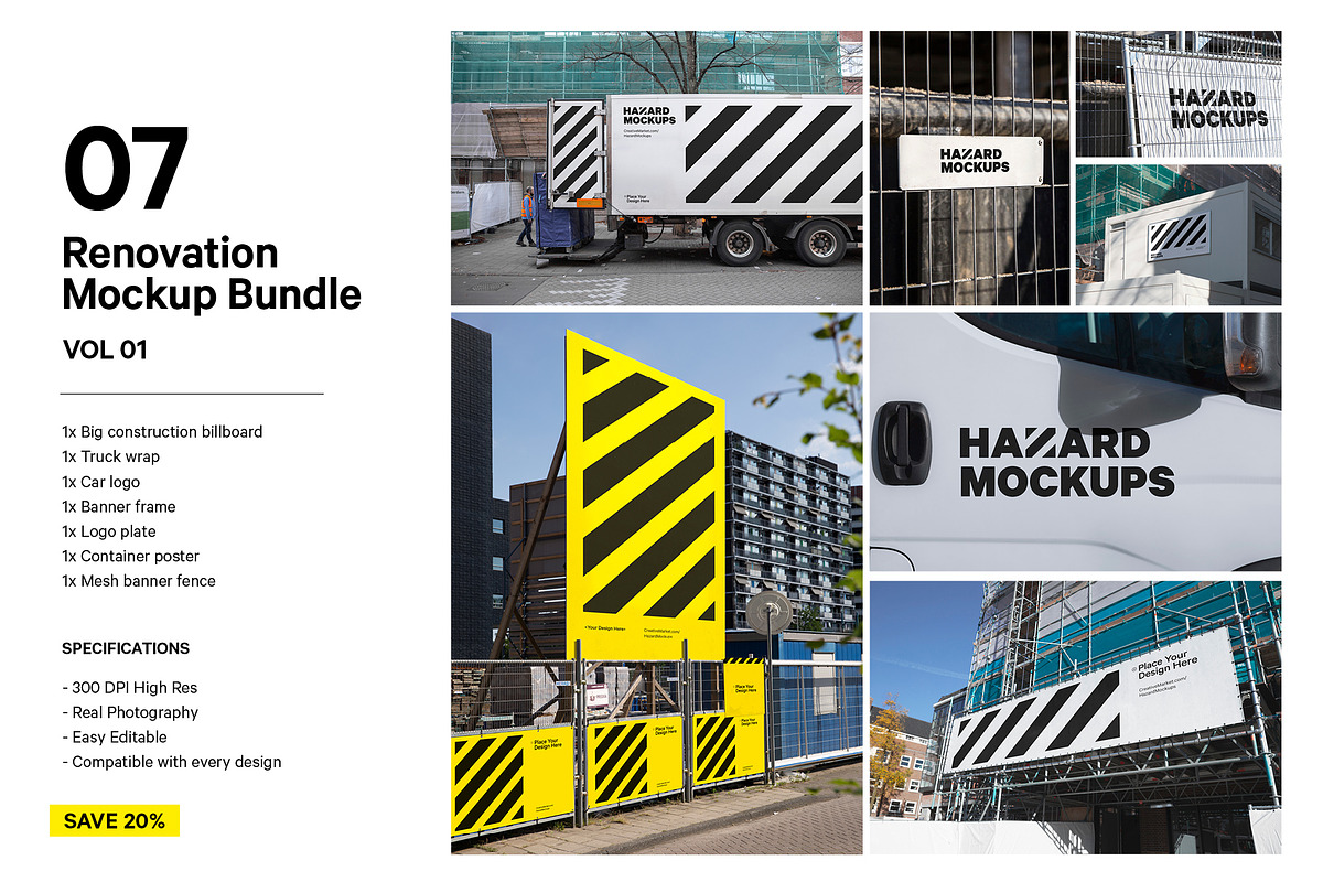 XL Construction Mockup Bundle, an Advertising Mockup by HAZARD MOCKUPS (Photo 2 of 14)