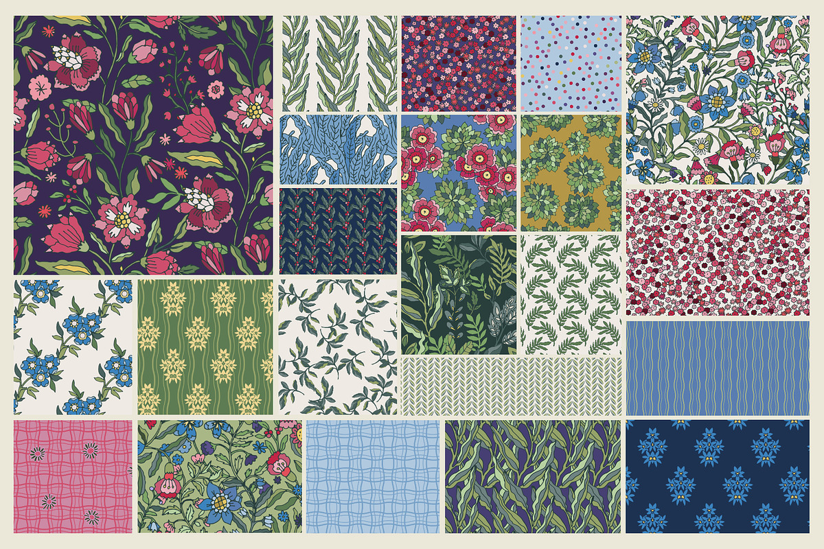 Folk Floral Seamless Patterns, a Pattern Graphic by Sonulkaster (Photo 3 of 15)