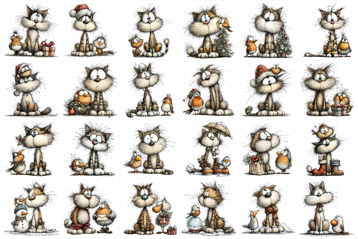 Cat And Bird Christmas Clipart, an Illustration by Daily.Designs (Photo 4 of 5)