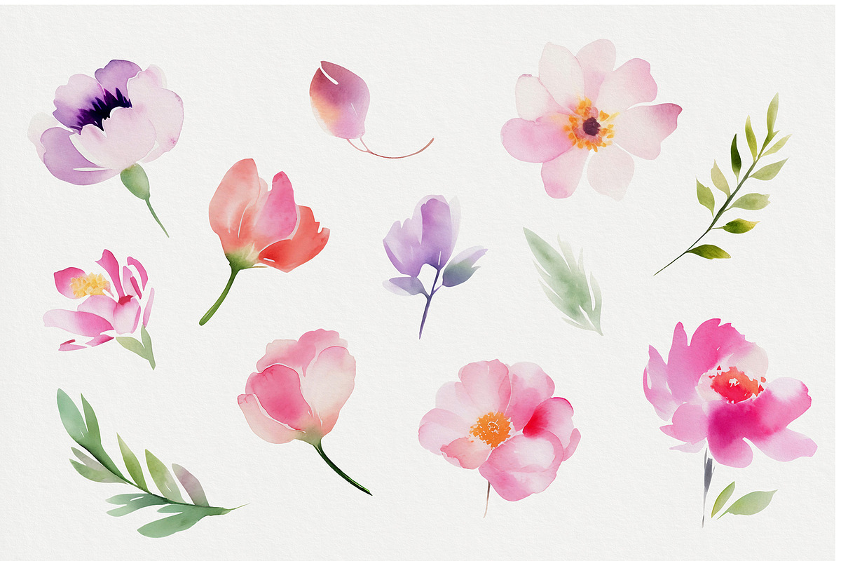 -30% Watercolor Floral Set, an Object Graphic by bloomscape (Photo 3 of 6)