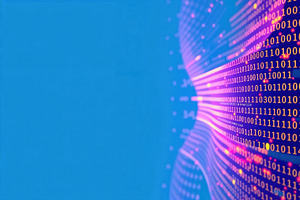 Flowing 3D binary code ribbon, an Illustration by wavebreak