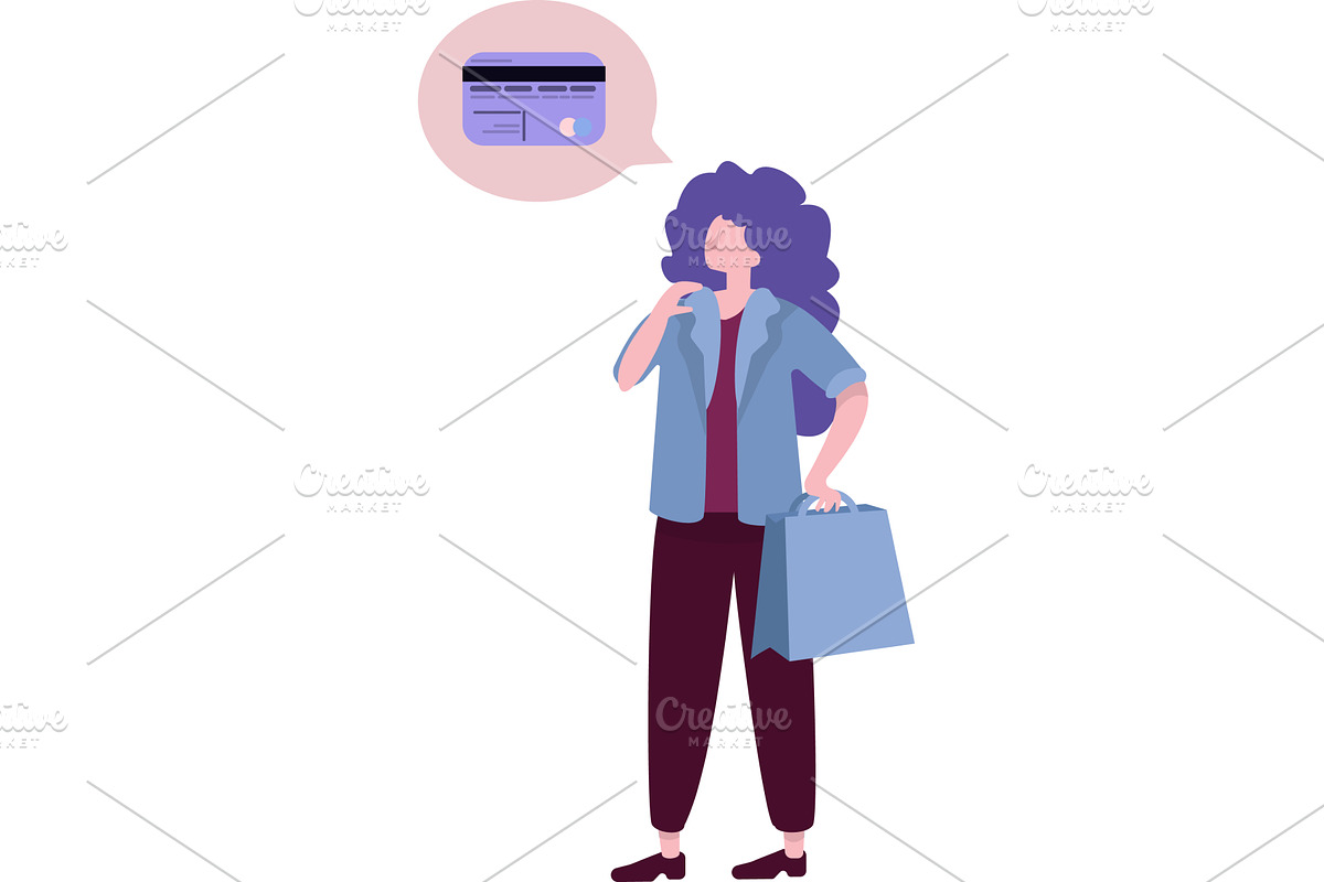 Woman holding shopping bag vector, a Person Illustration by vectorpointstudio