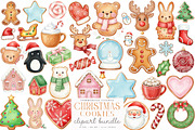 Watercolor Christmas Cookies Clipart, an Illustration by SinaCreation (Thumbnail 1 of 7)