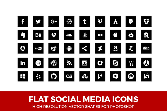 Simple Social Media Icons Square