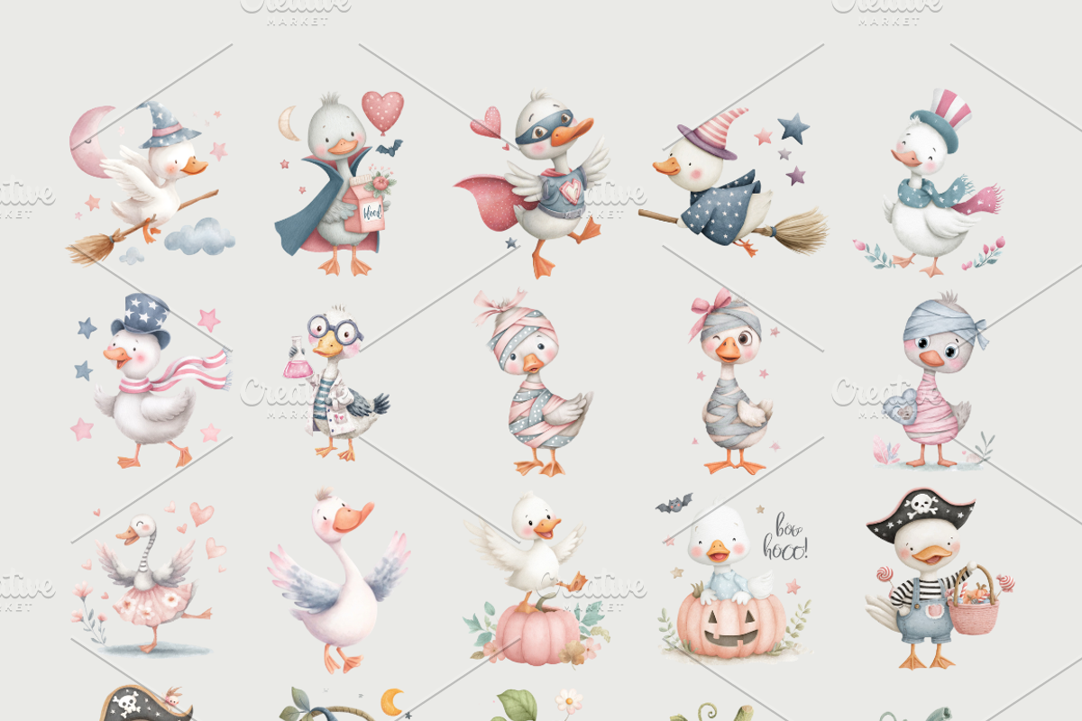 Silly Goose Halloween Party Clipart, a Seasonal Illustration by artinspirestudio (Photo 2 of 4)