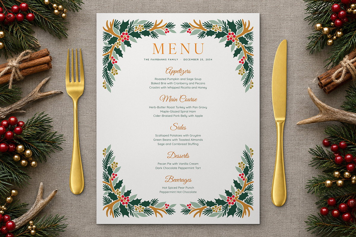 Woodland Christmas Menu Template, a Flyer Template by BrandPacks (Photo 6 of 6)