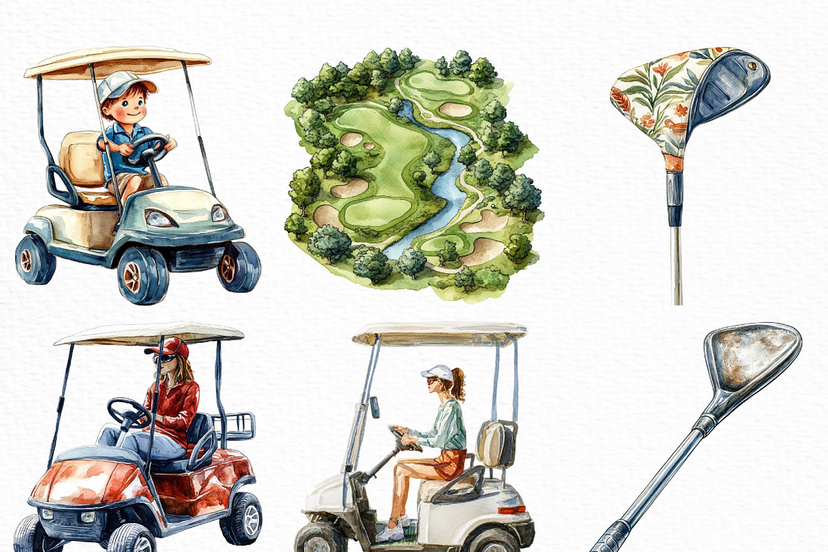 Watercolor Golf Court Clipart Bundle, an Illustration by Craft Nest (Photo 5 of 6)