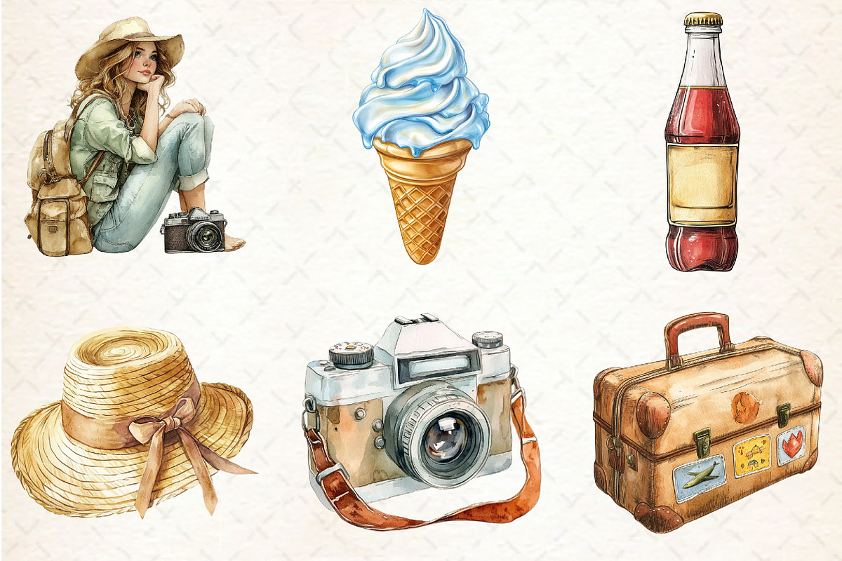 Vintage Drawing Summer Clipart, an Illustration by Rose Art (Photo 4 of 4)