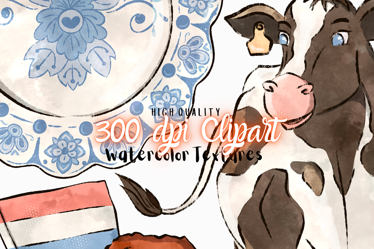 Watercolor Dutch Clipart PNG Holland, a Decorative Illustration by Lenninator Digital (Photo 8 of 8)
