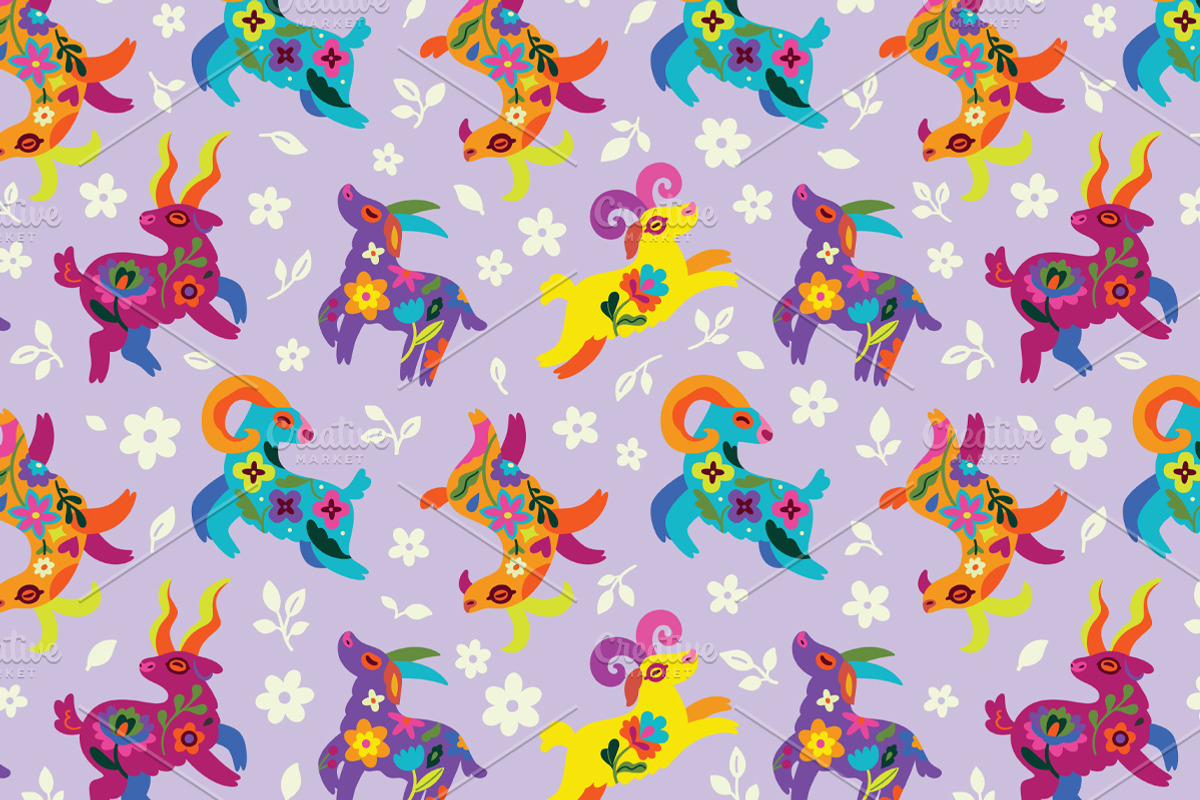 Folk Art Goats, an Animal Illustration by PenguinHouse (Photo 6 of 9)