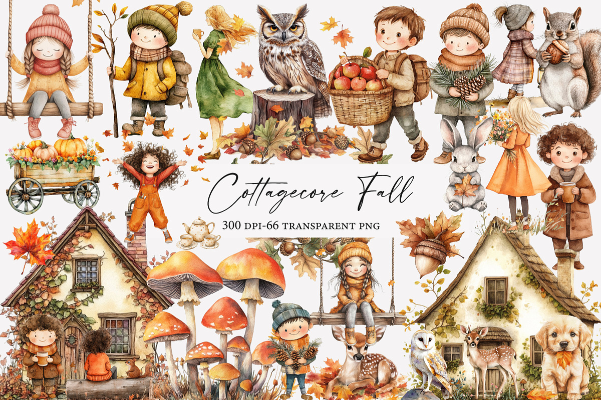 Cottagecore Fall Clipart, an Illustration by Designworld
