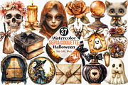Watercolor Sepia Coquette Halloween, an Illustration by Canvas Craft (Thumbnail 1 of 8)