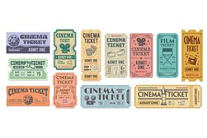 Old movie and cinema tickets, a Transportation Illustration by Vector Tradition