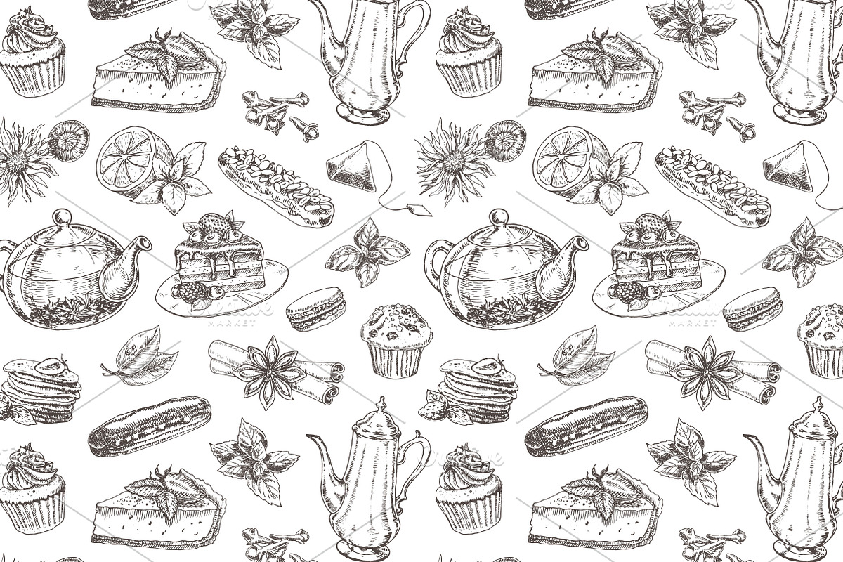 Tea and desserts set, a Graphic by Evgeniia Lanskikh (Photo 7 of 10)