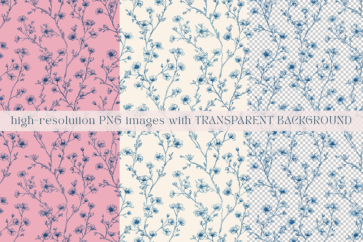 Toile Floral Seamless Patterns, a Pattern Graphic by Olya Creative (Photo 7 of 22)