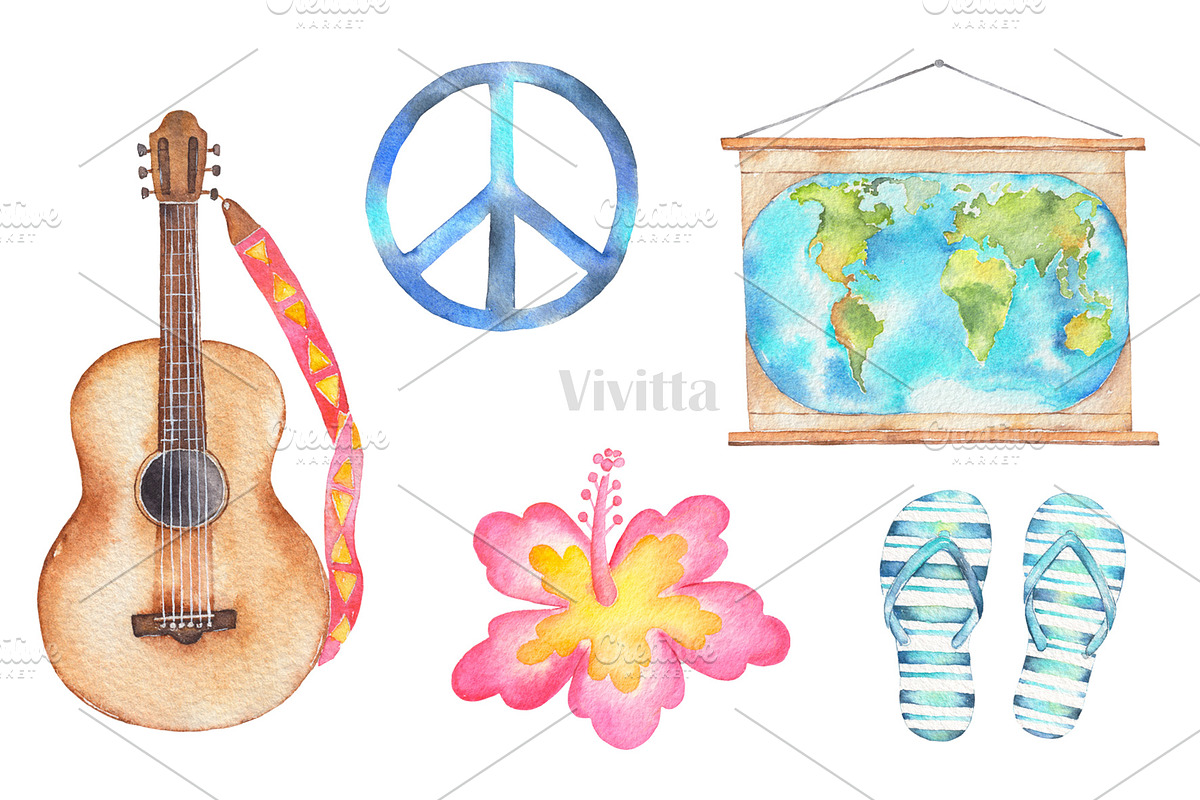 Surfing watercolor clipart set, a Texture Illustration by Vivitta (Photo 3 of 5)