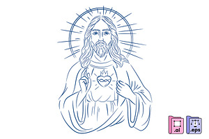 Hand Drawn Jesus Christ Line Art, a Person Illustration by MISS CHATZ