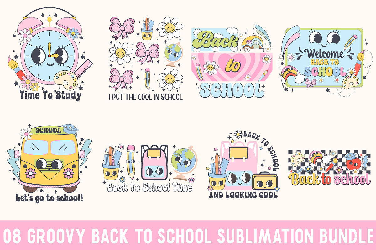 Groovy Back To School Sublimation, a Seasonal Illustration by Libby Wishes (Photo 1 of 3)