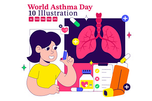 10 World Asthma Day Illustration, a Healthcare Illustration by denayunebgt