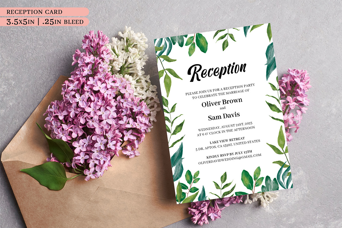 Greenery wedding Invitation Suite, an Invitation Template by Beyond Muse (Photo 5 of 10)