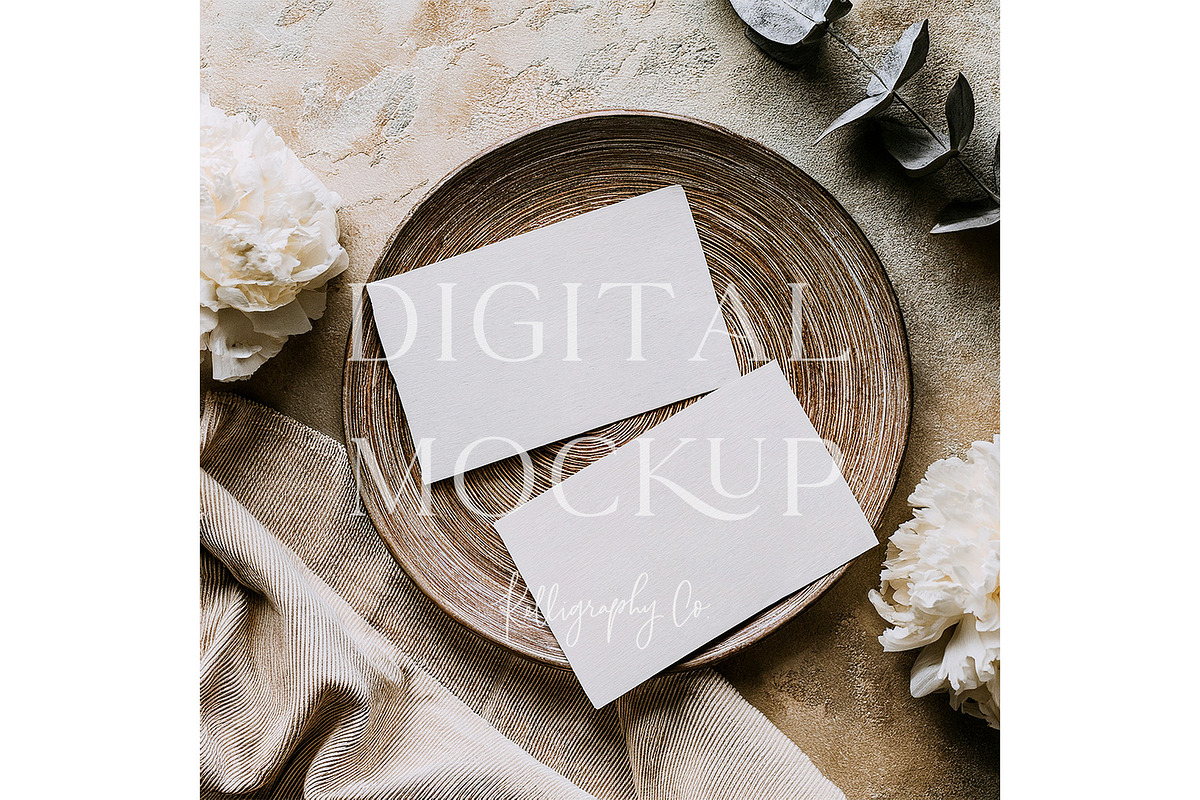 Boho Business Card Stationery Mockup, a Mockup by Kelligraphy Co. (Photo 1 of 2)