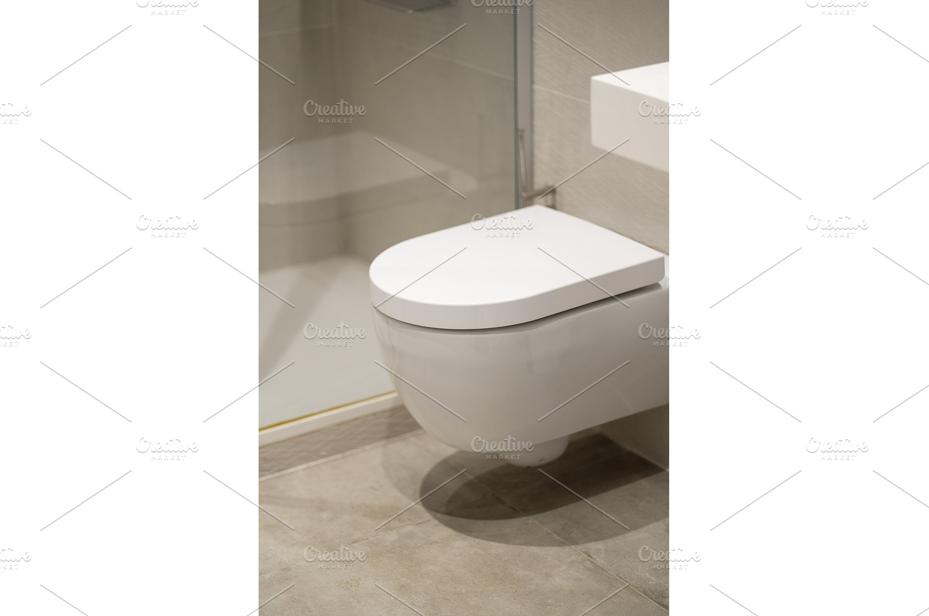White ceramic wall hung toilet, an Architecture Photo by volodymyrshtun13795