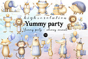 Yummy party - whimsy animal, an Illustration by DreamCafeArt (Thumbnail 1 of 8)