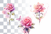 Elegant Roses Watercolor Clipart Set, a Decorative Illustration by Loony Dream Designs (Thumbnail 3 of 4)