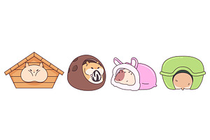 Kawaii hamster characters in cute, an Animal Illustration by art PVP - market