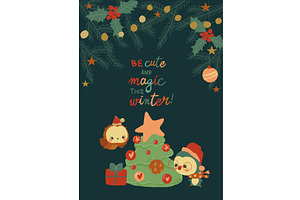 Cute Cartoon Animals celebrating, an Object Illustration by Maria Starus