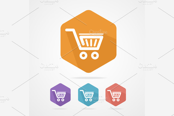 Flat Shopping Basket Icon Set