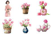 Pink Chinoiserie Spring Tulips Clipa, an Illustration by DreamArtGraphic (Thumbnail 2 of 4)