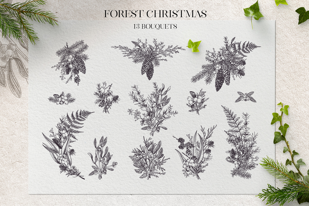 Forest Christmas  b&w, a Decorative Illustration by Lisla (Photo 11 of 11)