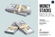 Money Stacks Mockups v.1 - 4 views, a Merchandise Mockup by Illusiongraphic (Thumbnail 1 of 16)