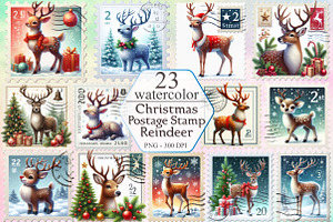 Christmas Reindeer Postage Stamps, a Graphic by designcity5