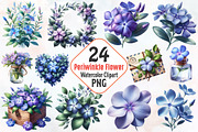 Periwinkle Flower Watercolor Clipart, an Illustration by RobertsArt (Thumbnail 1 of 7)