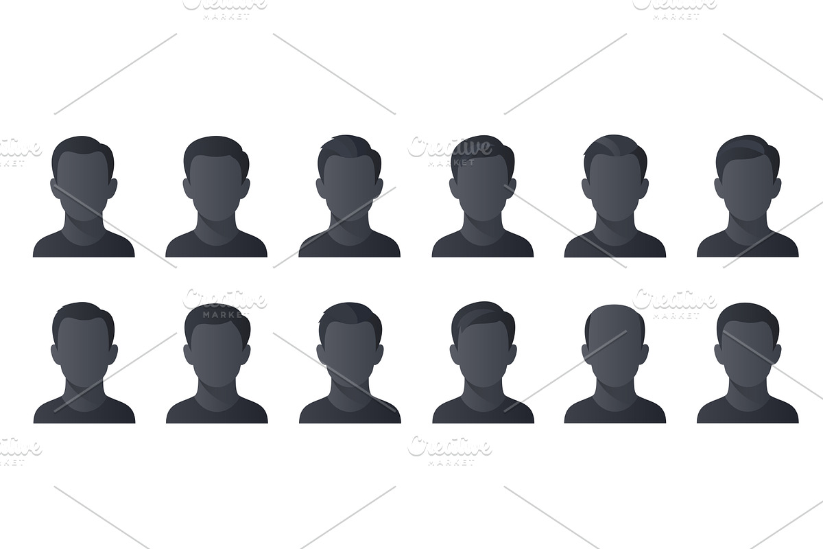 Male hair s icons, an Object Illustration by Lemberg Vector