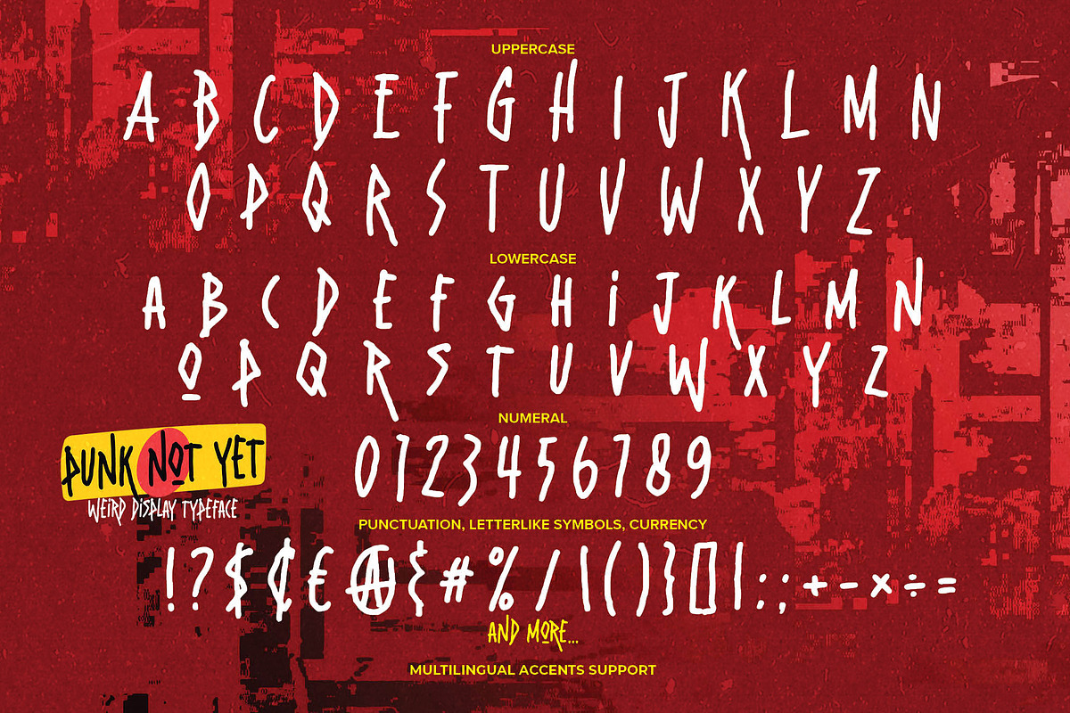 Punk Not Yet – Weird Typeface, a Sans Serif Font by Almarkhatype (Photo 4 of 8)
