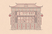 12 Vintage Outline Brushes, a Brush Add-On by 2DFUNS (Thumbnail 1 of 3)