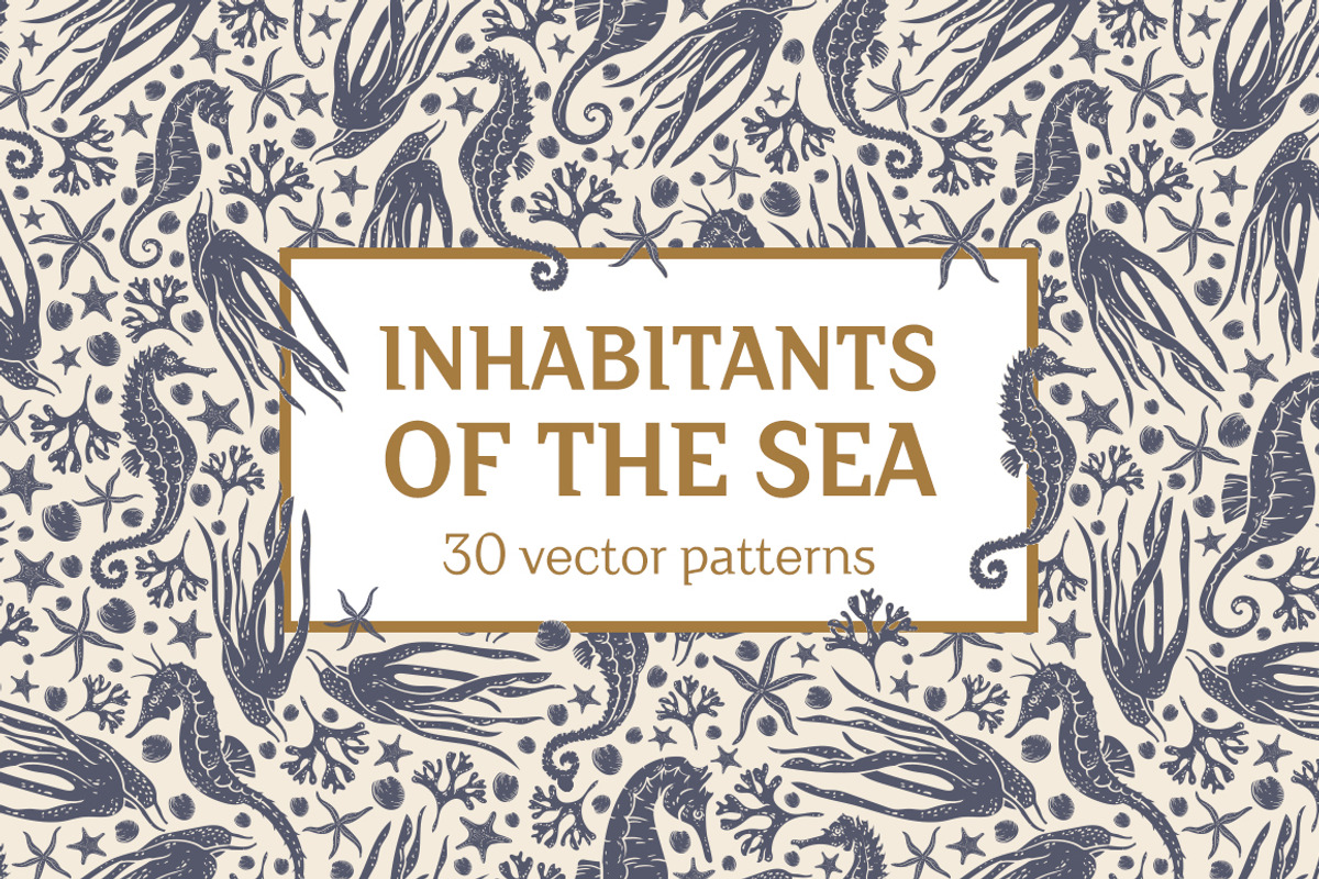 Inhabitants of the sea patterns, a Pattern Graphic by Piñata (Photo 1 of 14)