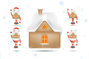 Xmas Set - Santa Clauses And House