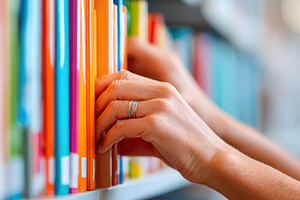 Organizing colorful books in a library, a School & Education Photo by AlyaAnd