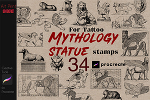 Mythology Statue Stamps Ancient Gods