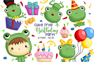 Birthday Party Frog Clipart