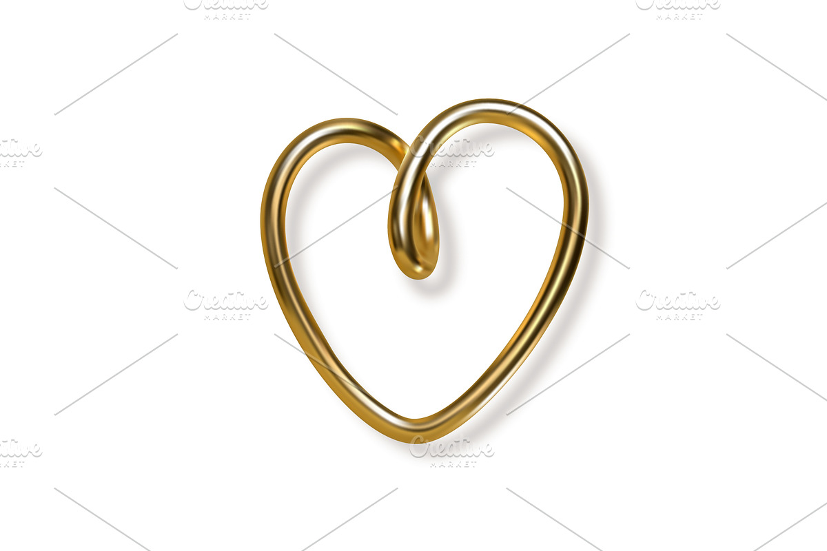 3d gold hand written heart with, an Object Illustration by Liudmyla Matviiets