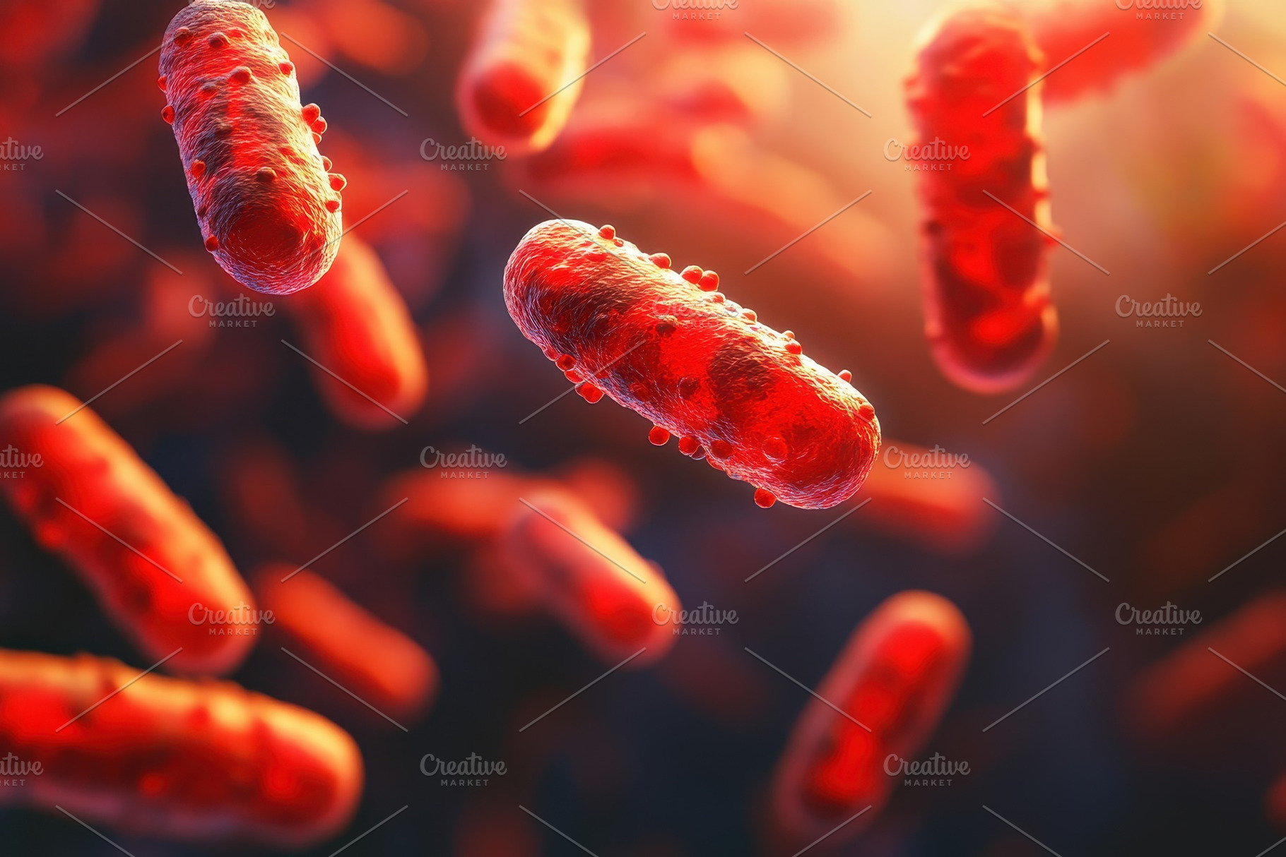 Bacteria under a microscope, a Photo by Pavel_design
