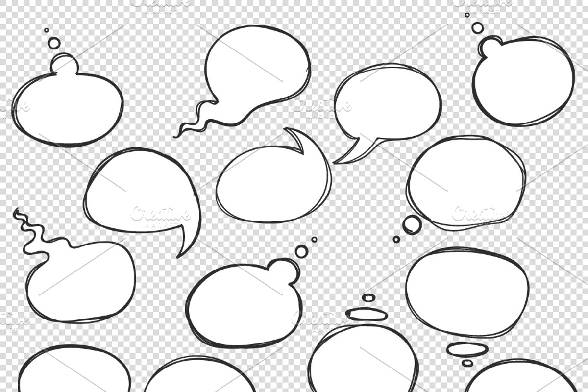 Hand drawn round speech bubbles, an Object Graphic by MaryHat Shop (Photo 3 of 5)